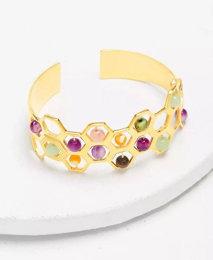 商品Nectar Nectar New York|18k Gold-Plated Mixed Gemstone Cuff Bracelet,价格¥2314,第2张图片详细描述