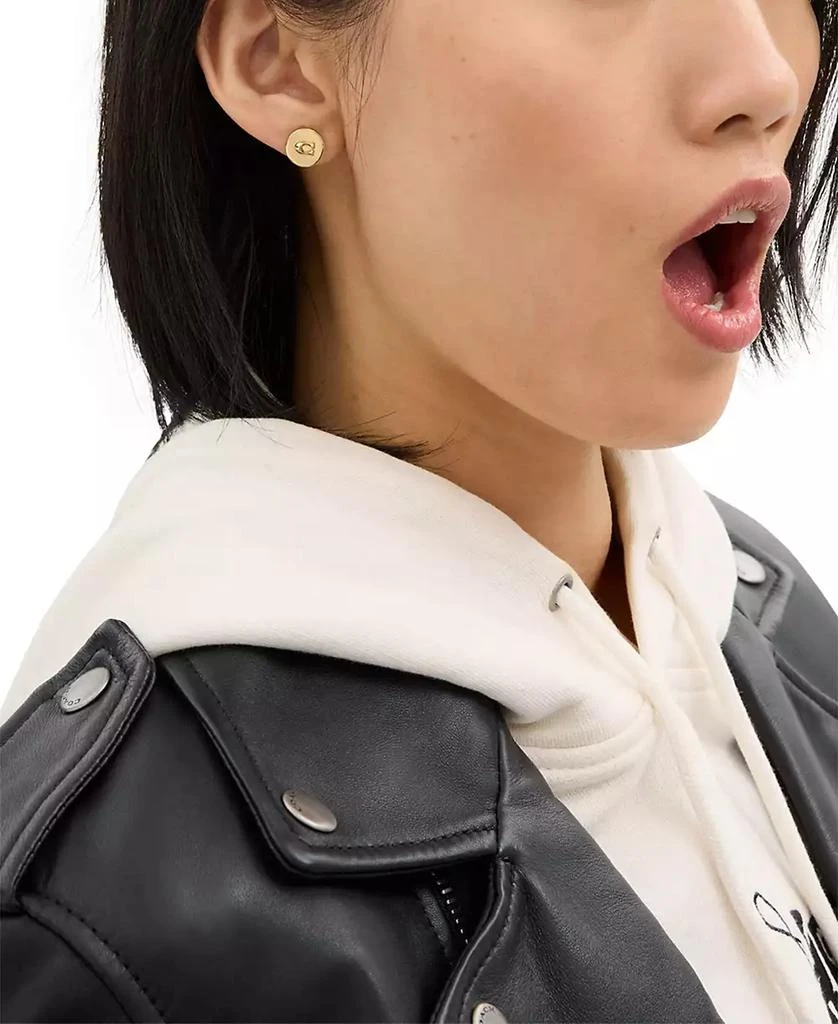 商品Coach|Signature C Disc Stud Earrings,价格¥239,第3张图片详细描述