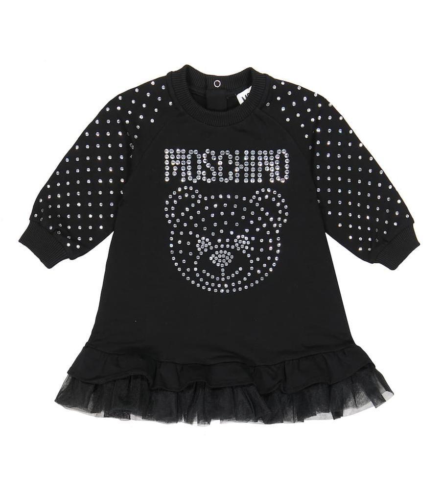 商品Moschino|婴幼儿 — 缀饰棉质混纺连衣裙,价格¥1109,第1张图片