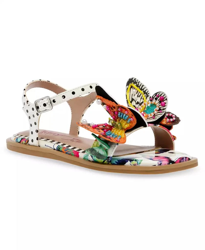 商品Betsey Johnson|Little and Big Girls Dacie Flat Sandals with Butterfly Embellishments,价格¥533,第1张图片