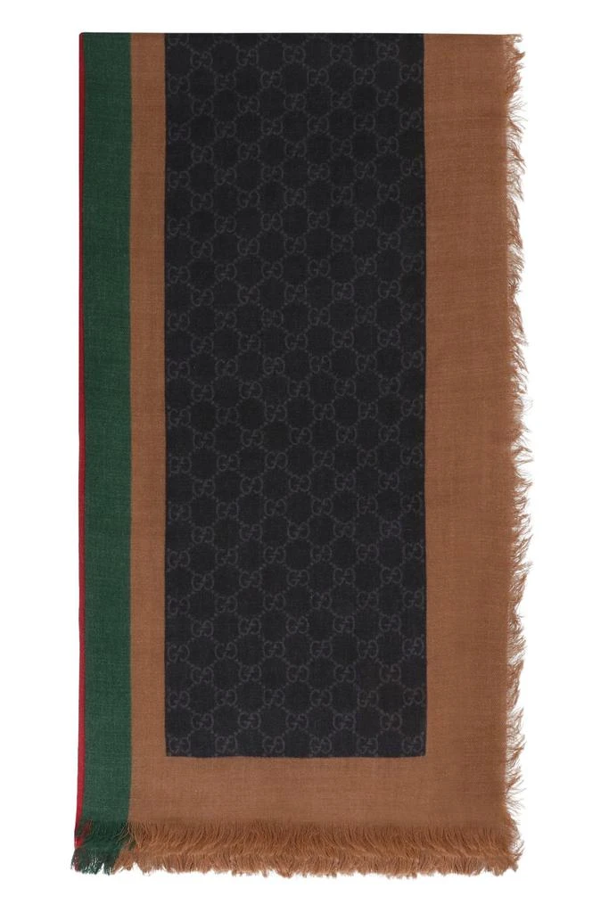 商品Gucci|Gucci GG Motif Embroidered Striped Scarf,价格¥3765,第1张图片