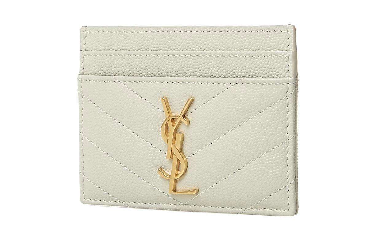 商品[国内直发] Yves Saint Laurent|【经典推荐】 圣罗兰 Monogramme 金标Logo 绗缝皮革 卡夹卡包 女款 复古白色,价格¥3290,第3张图片详细描述