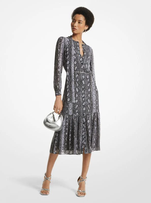 商品Michael Kors|Snake Print Georgette Midi Dress,价格¥344,第1张图片