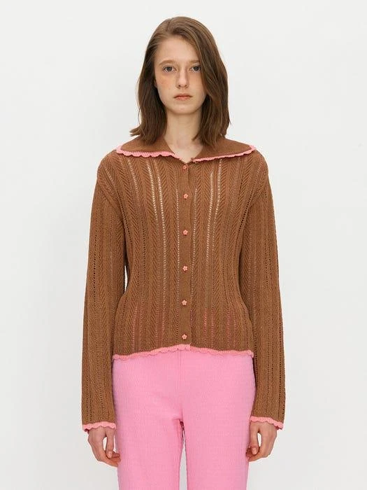 商品BEMUSE MANSION|Scotch Sailor Knit Cardigan (Cocoa Mocha),价格¥978,第2张图片详细描述