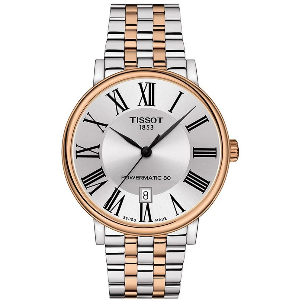 商品Tissot|Men's Swiss Automatic Carson Premium Powermatic 80 Two-Tone Stainless Steel Bracelet Watch 40mm,价格¥5954,第1张图片