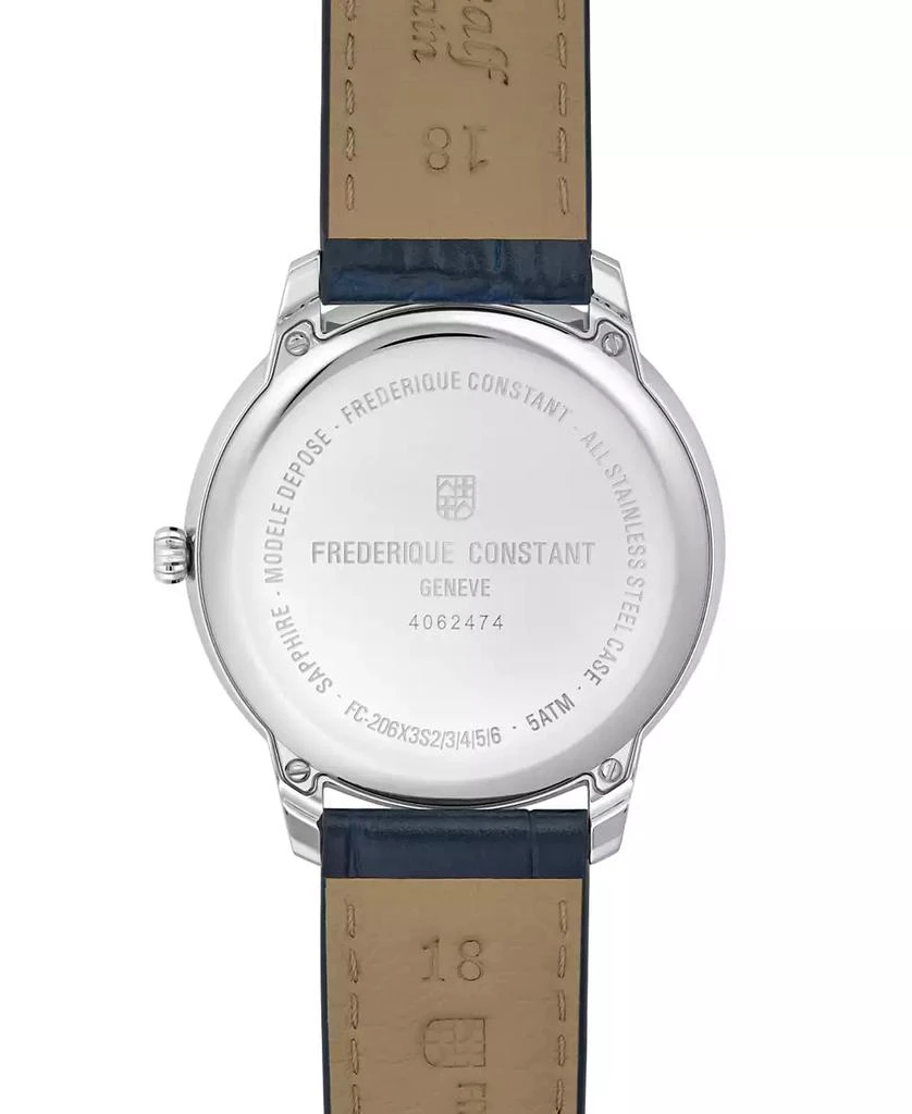 商品Frederique Constant|Men's Swiss Moneta Moonphase Navy Leather Strap Watch 37mm,价格¥9603,第3张图片详细描述