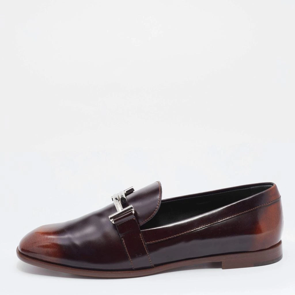 商品[二手商品] Tod's|Tod's Two Tone Leather Double T Slip On Loafers Size 40,价格¥1380,第1张图片