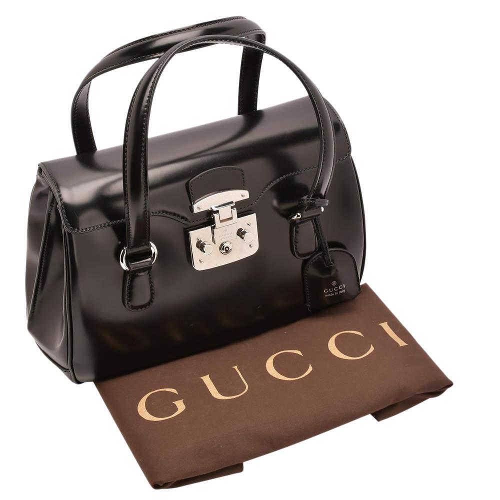Gucci Black Smooth Calfskin Leather Caspian Medium Lady Lock Bag商品第6张图片规格展示