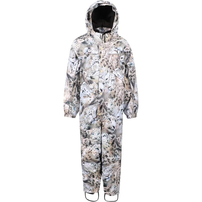 商品MOLO|Winter leopards print snowsuit with faux fur hood trim,价格¥2443,第2张图片详细描述