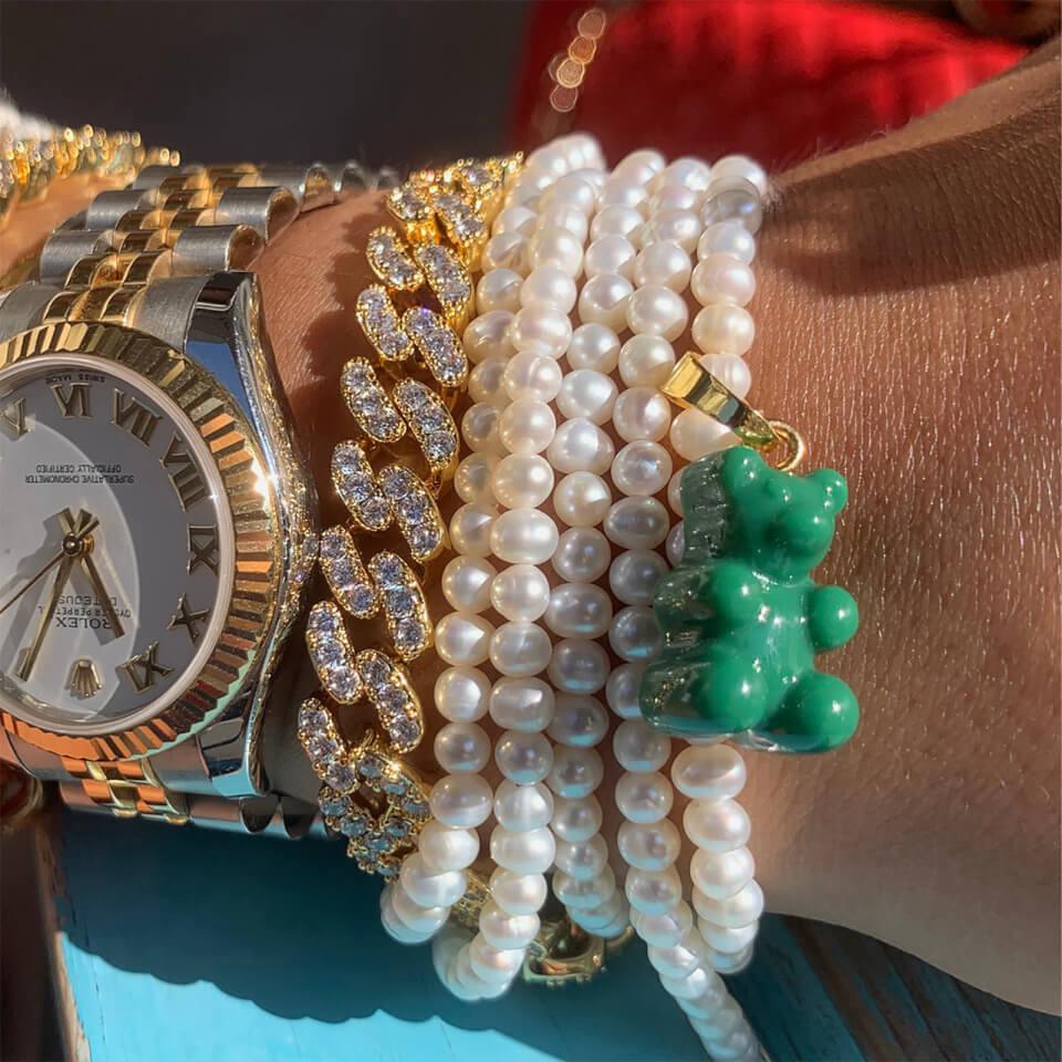 商品Crystal Haze|Crystal Haze Women's Mexican Chain Bracelet - Gold,价格¥1185,第4张图片详细描述