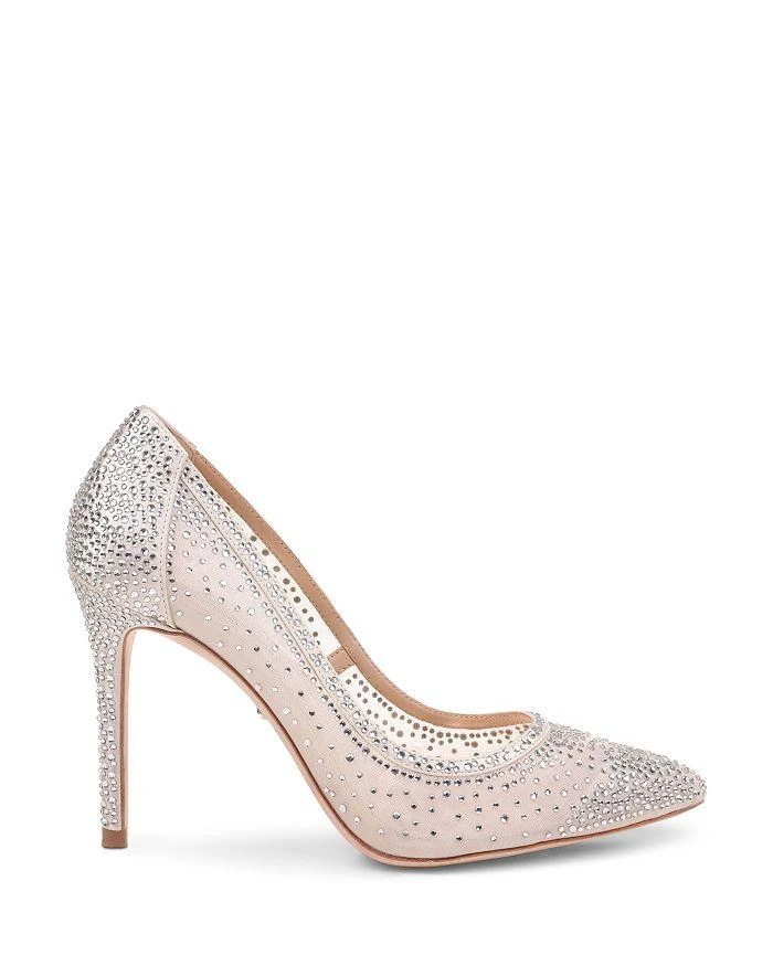 商品Badgley Mischka|缎面网纱尖头高跟鞋,价格¥477,第2张图片详细描述