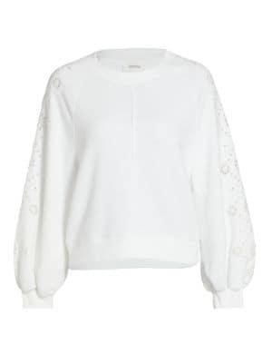 Brynn Cotton Blend Eyelet Sweatshirt商品第5张图片规格展示