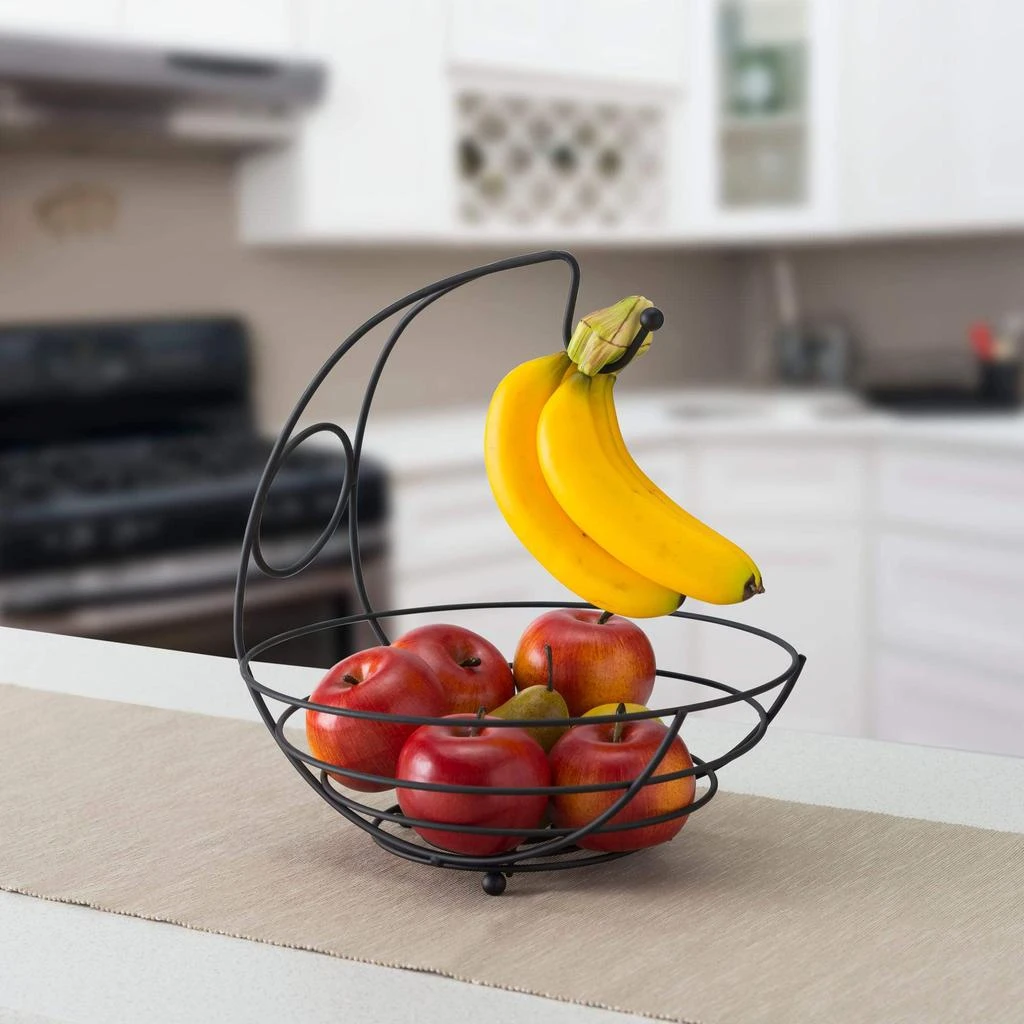 商品Home Basics|Home Basics Wire Collection Fruit Bowl with Banana Tree, Black,价格¥147,第2张图片详细描述