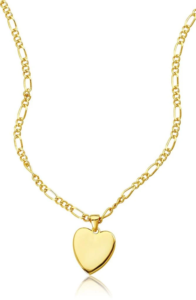商品ADORNIA|14K Gold Plated Figaro Chain Heart Pendant Necklace,价格¥150,第1张图片