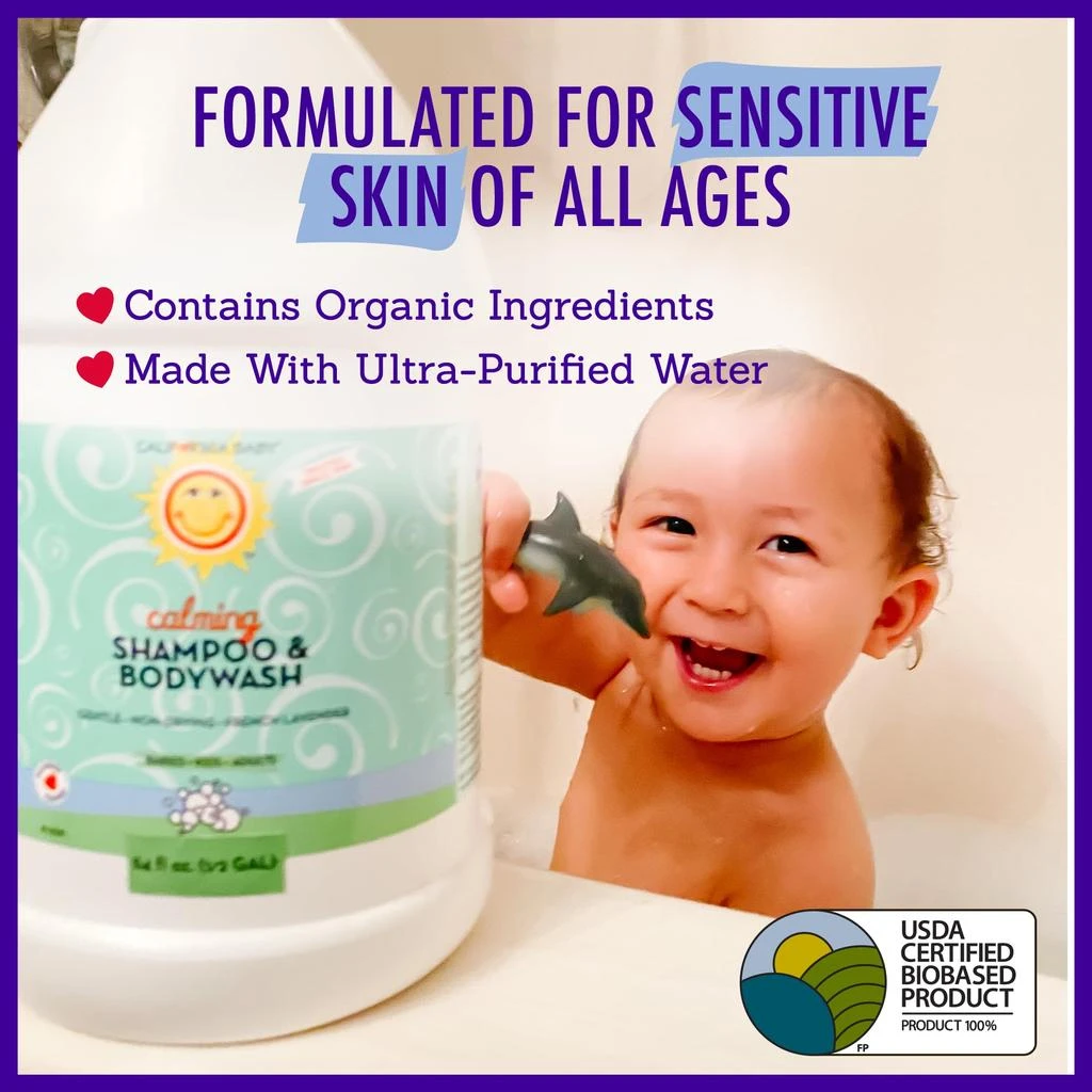 商品California Baby|California Baby Calming Lavender Shampoo and Body Wash | 100% Plant-Based (USDA Certified) | Hypoallergenic Baby Soap for Dry, Sensitive Skin | 562 mL / 19 fl. oz.,价格¥153,第5张图片详细描述