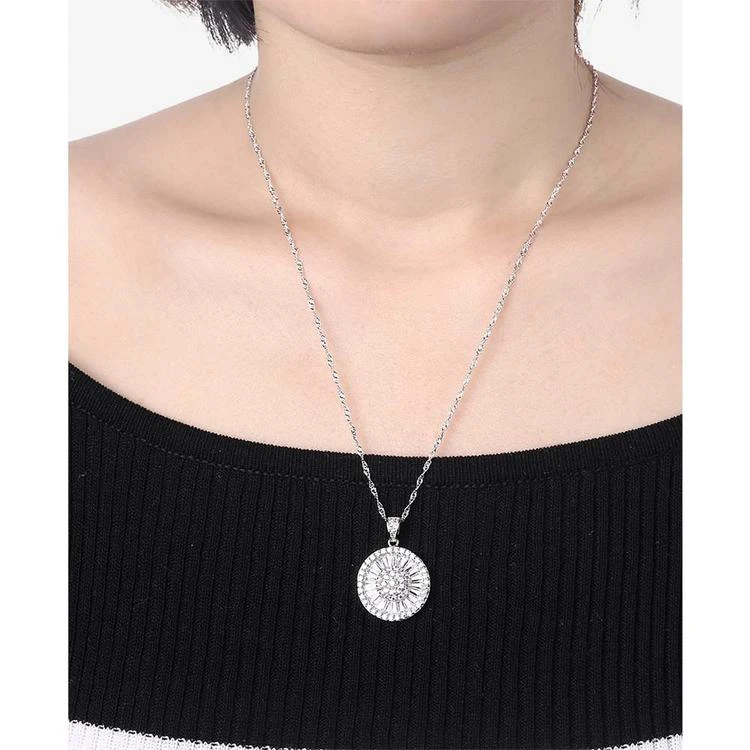 商品Macy's|Cubic Zirconia Baguette Disc Pendant Necklace in Sterling Silver,价格¥300,第2张图片详细描述