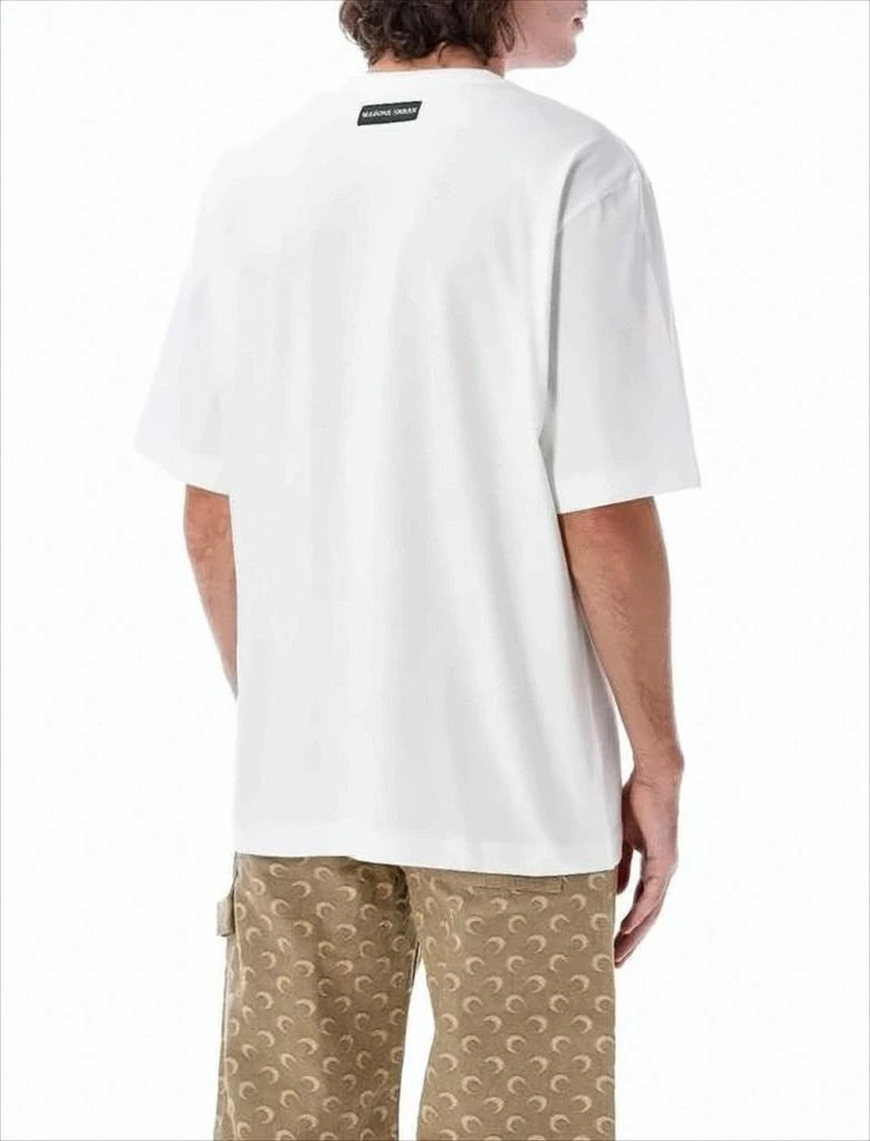 商品MARINE SERRE|Plain White Short-Sleeved T-Shirt With Minimalist Logo,价格¥1853,第2张图片详细描述