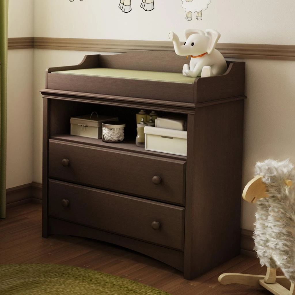 商品QuikFurn|Baby Furniture 2 Drawer Diaper Changing Table in Espresso,价格¥4424,第2张图片详细描述