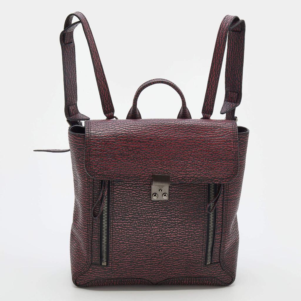 商品[二手商品] 3.1 Phillip Lim|3.1 Phillip Lim Burgundy Black Textured Leather Pashli Backpack,价格¥2377,第1张图片