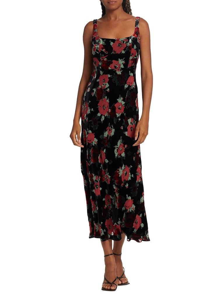 商品Rixo|Benedict Floral Velvet Midi-Dress,价格¥1375,第2张图片详细描述
