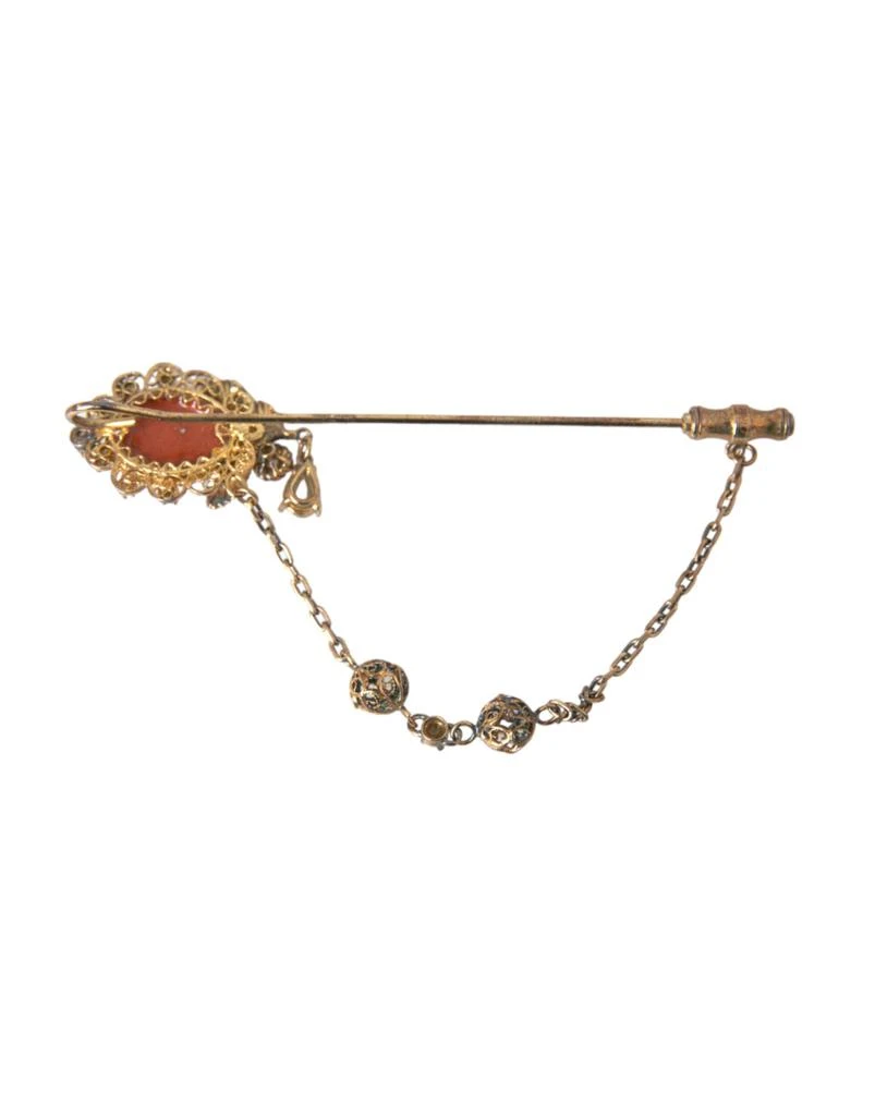 商品Dolce & Gabbana|Dolce & Gabbana Gold Brass Crystal Chain 925 Sterling Silver Pin Brooch,价格¥3006,第4张图片详细描述