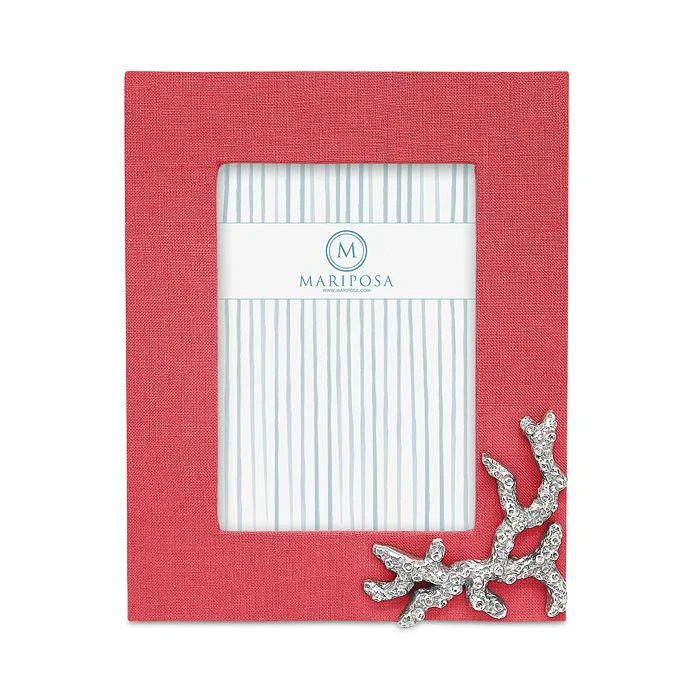 商品Mariposa|Coral Linen Frame with Coral Icon, 5" x 7",价格¥732,第1张图片