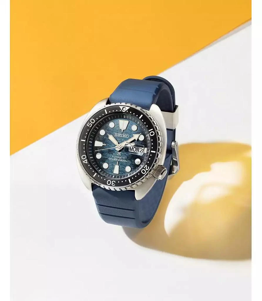 商品Seiko|Men's Automatic Prospex Diver Dark Blue Silicone Strap Watch 45mm,价格¥4571,第4张图片详细描述