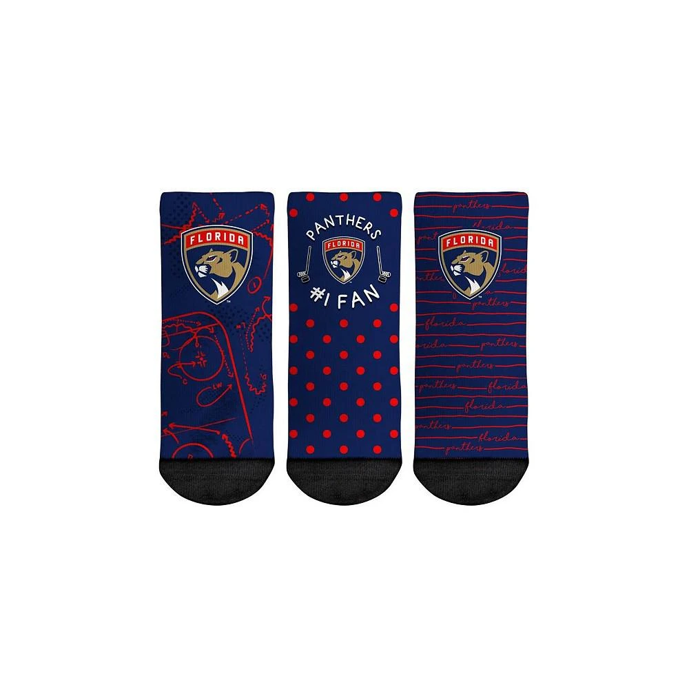 商品Rock 'Em|Toddler Boys and Girls Socks Florida Panthers #1 Fan 3-Pack Crew Socks Set,价格¥150,第1张图片