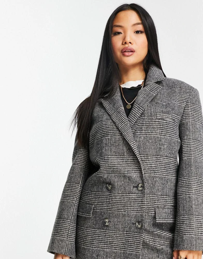 商品Topshop|Topshop Petite check blazer coat in mono,价格¥417,第3张图片详细描述