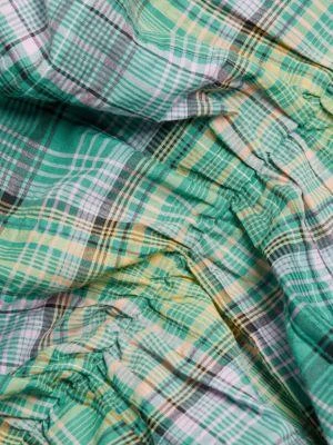 商品Ganni|Plaid Puff Sleeve Midi Dress,价格¥962,第4张图片详细描述