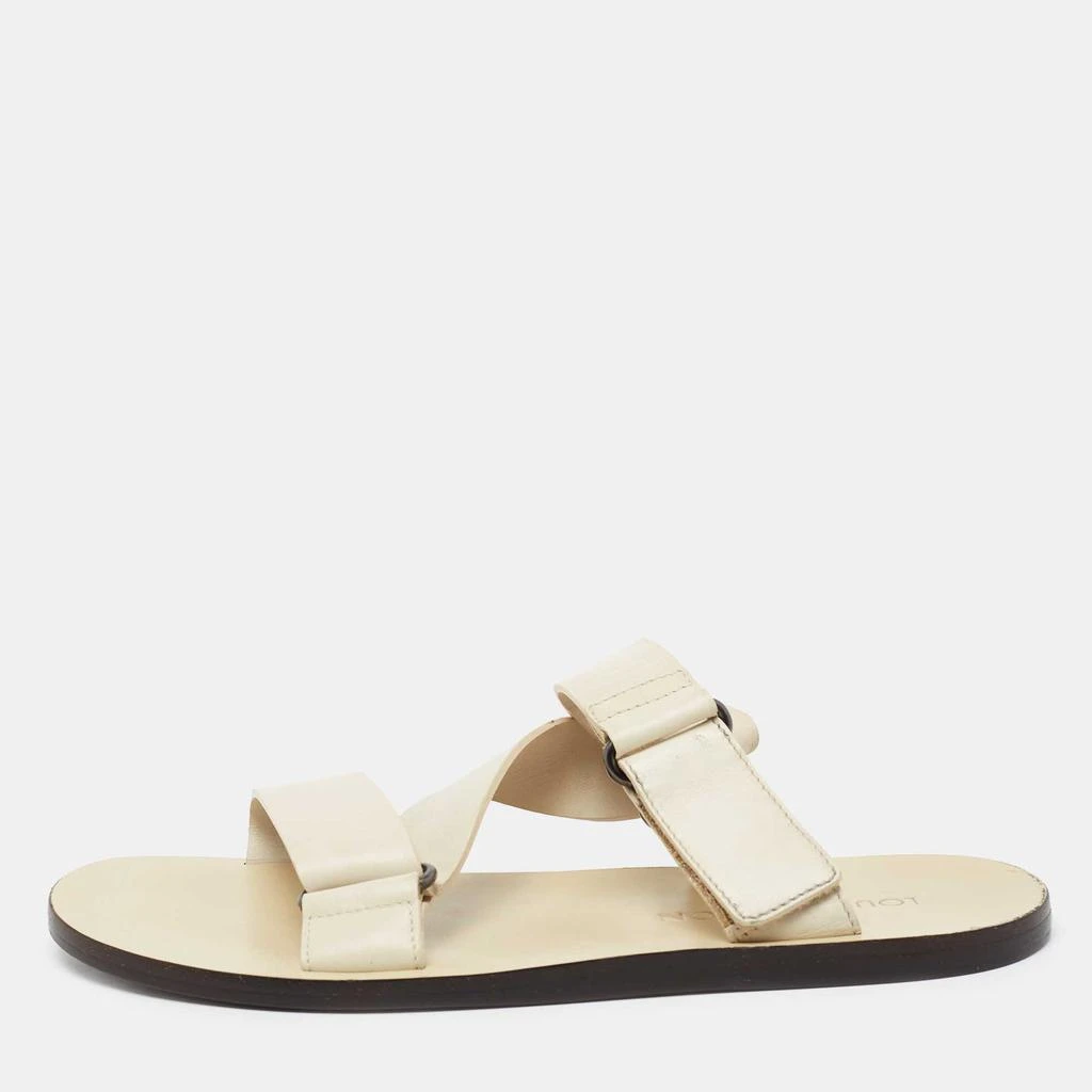 商品[二手商品] Louis Vuitton|Louis Vuitton White Leather Criss Cross Strap Flat Sandals Size 40,价格¥2578,第1张图片