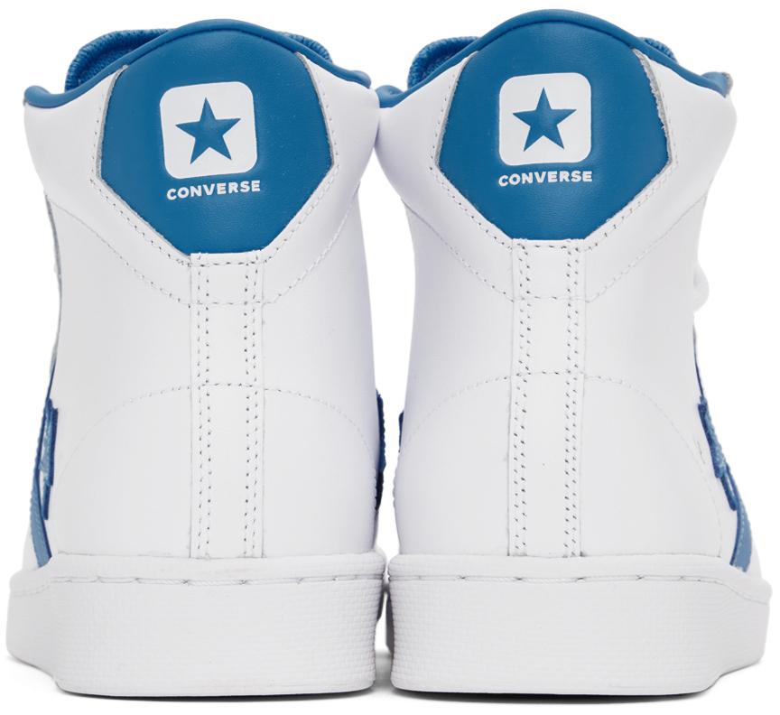 White & Blue Pro Leather High Sneakers商品第4张图片规格展示