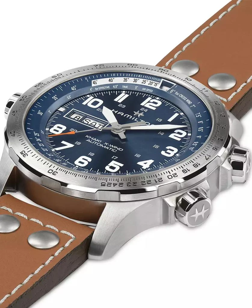 商品Hamilton|Men's Swiss Khaki X-Wind Brown Leather Strap Watch 45mm,价格¥9354,第2张图片详细描述