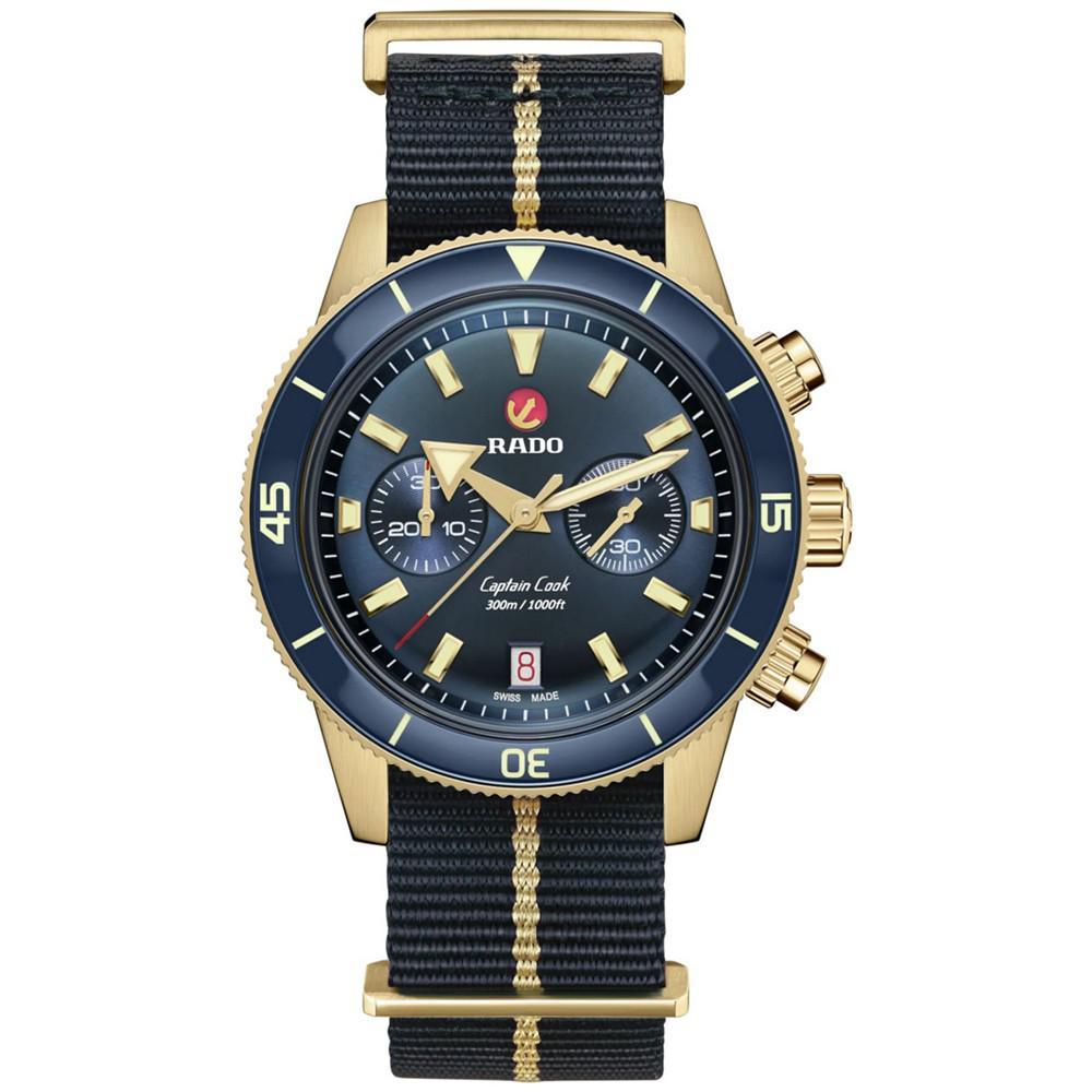 商品Rado|Men's Swiss Automatic Chronograph Captain Cook Blue NATO Strap Watch 43mm,价格¥32331,第1张图片