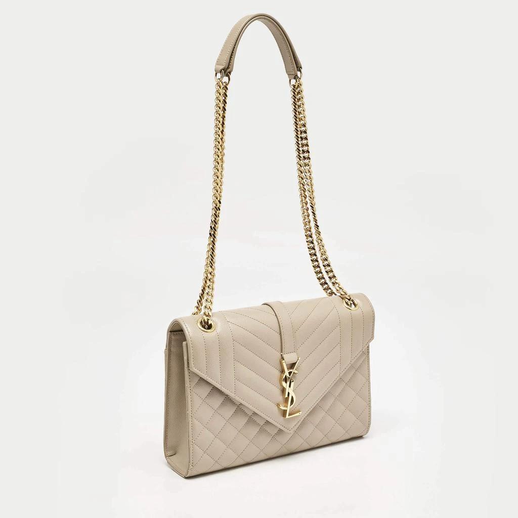 商品[二手商品] Yves Saint Laurent|Saint Laurent Beige Mix Matelassé Leather Medium Envelope Chain Bag,价格¥14229,第3张图片详细描述