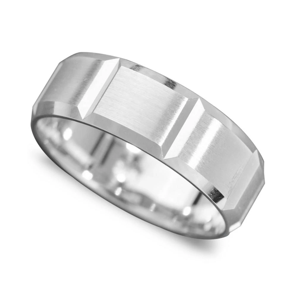 商品Macy's|Men's 14k White Gold Ring, Vertical Cut Band (Size 6-13),价格¥14179,第1张图片