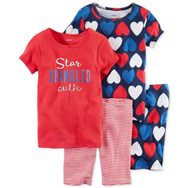 商品Carter's|幼儿4-Pc. Star Spangled Cutie Cotton Pajama Set, Toddler Girls (2T-5T),价格¥57,第2张图片详细描述