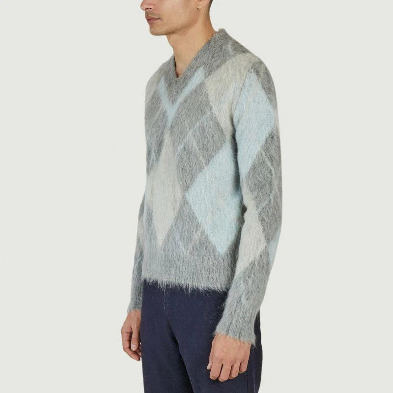 商品AMI|Argyle Pullover HEATHER GREY AQUA IVORY AMI PARIS,价格¥2649,第2张图片详细描述