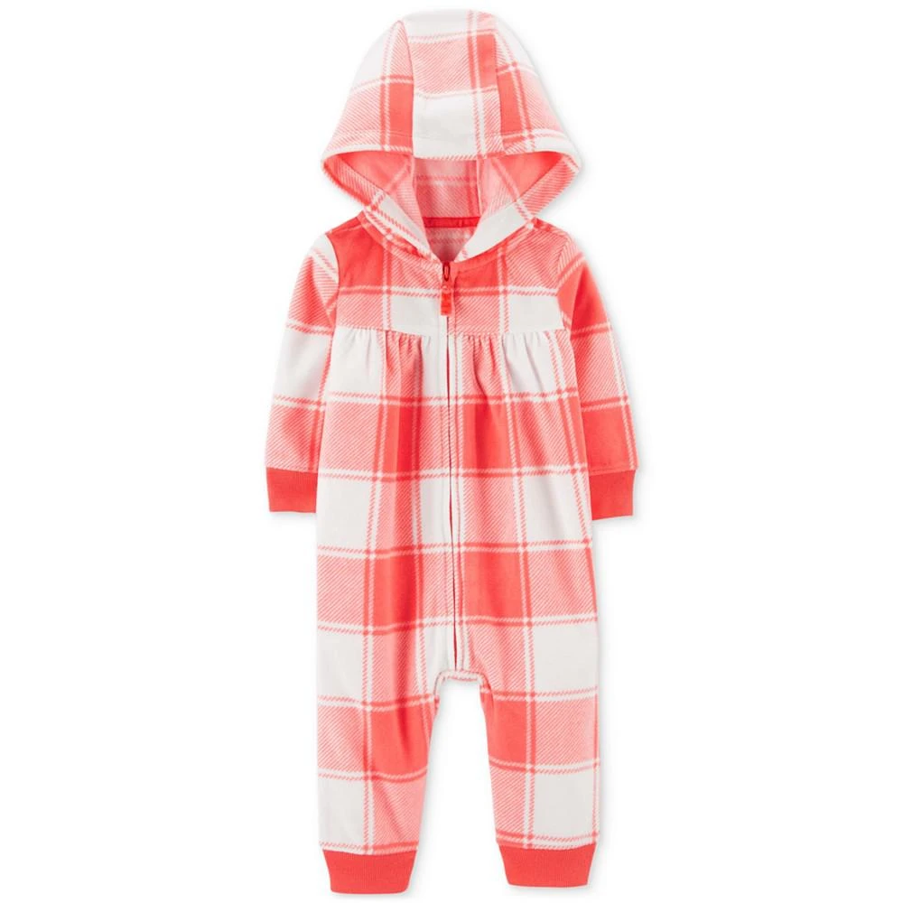 商品Carter's|Baby Girls Hooded Zip-Up Fleece Jumpsuit,价格¥62,第1张图片