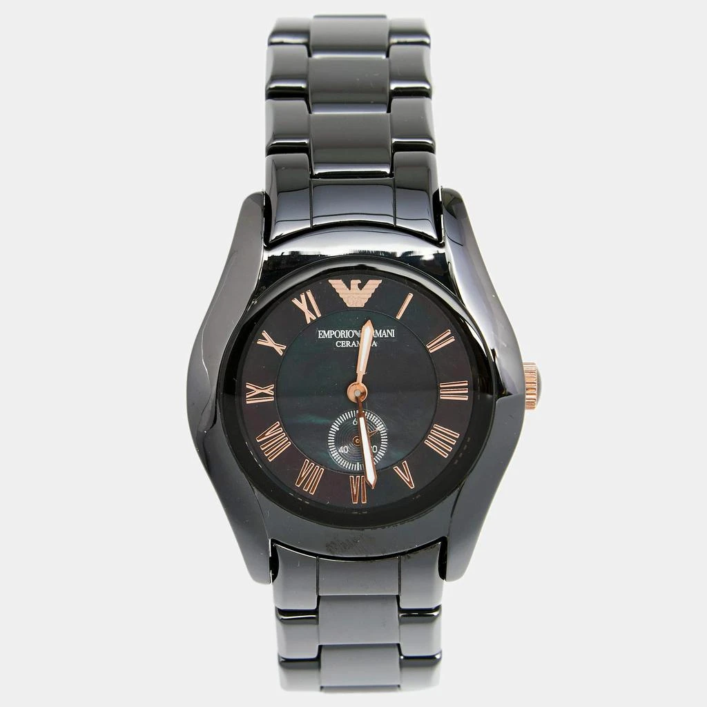 商品[二手商品] Emporio Armani|Emporio Armani Black Mother of Pearl Ceramic Gold Plated Stainless Steel AR1412 Women's Wristwatch 35 mm,价格¥849,第1张图片