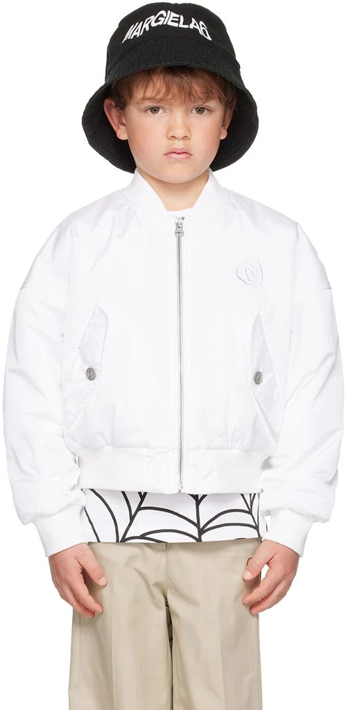 商品MM6|Kids White Embroidered Bomber Jacket,价格¥1282,第1张图片