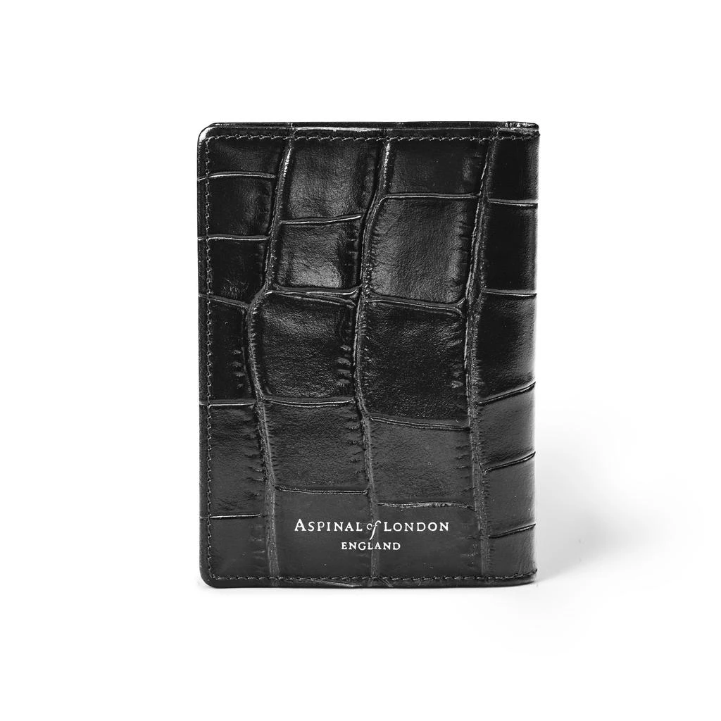 商品Aspinal of London|Double fold cc case shield black croc,价格¥766,第2张图片详细描述