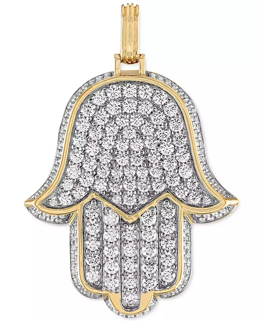 商品Esquire Men's Jewelry|Cubic Zirconia Pavé Hamsa Hand Pendant in Sterling Silver & 14k Gold-Plate, Created for Macy's,价格¥717,第1张图片