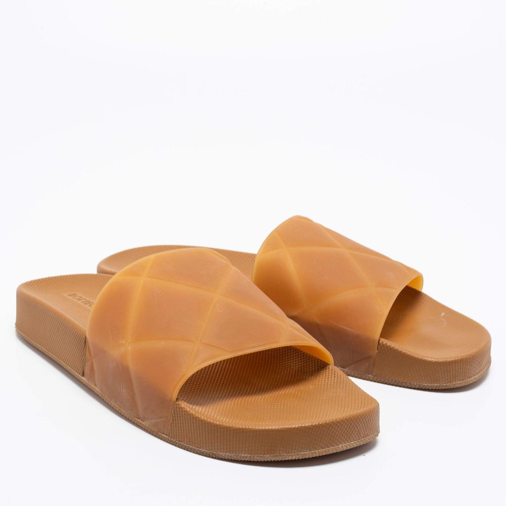 Bottega Veneta Brown Intrecciato Rubber Slide Sandals Size 42商品第4张图片规格展示