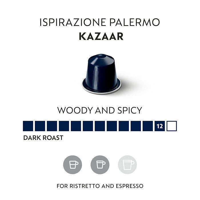 商品Nespresso|OriginalLine Ispirazione Palermo Kazaar Dark Roast Coffee Capsules, 50 Count,价格¥324,第5张图片详细描述