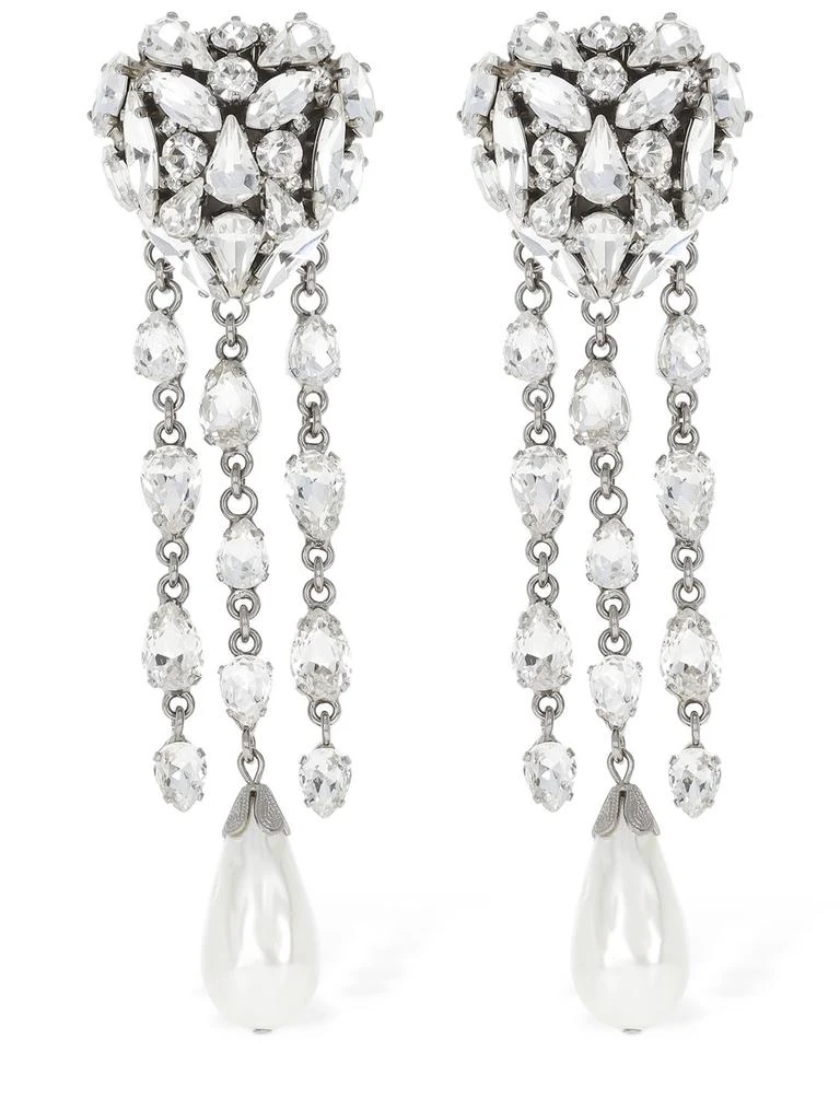 商品Alessandra Rich|Crystal Heart Earrings W/ Fringes,价格¥1478,第1张图片