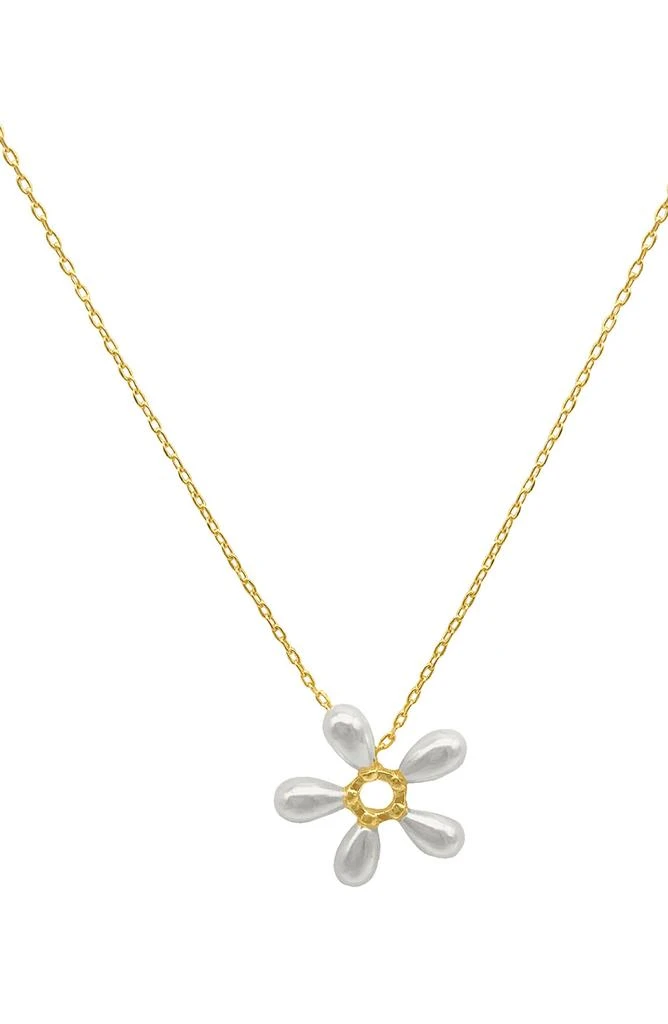 商品ADORNIA|14K Yellow Gold Plated Floral Faux Pearl Pendant Necklace,价格¥180,第1张图片