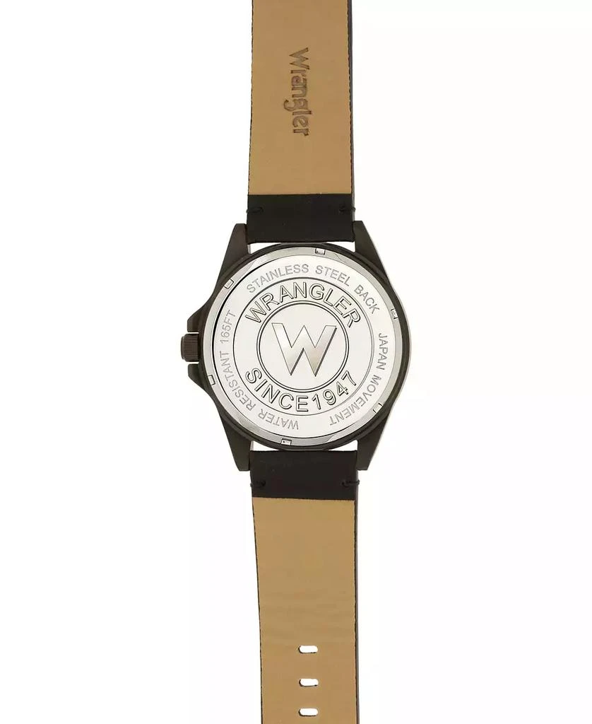 商品Wrangler|Men's Watch, 48MM IP Black Case, Black Dial, White Arabic Numerals, Black Strap, Analog, Red Second Hand, Date Function,价格¥449,第4张图片详细描述