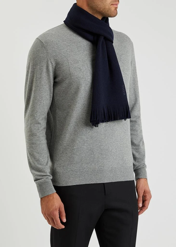 商品Hugo Boss|Albas navy wool scarf,价格¥627,第2张图片详细描述