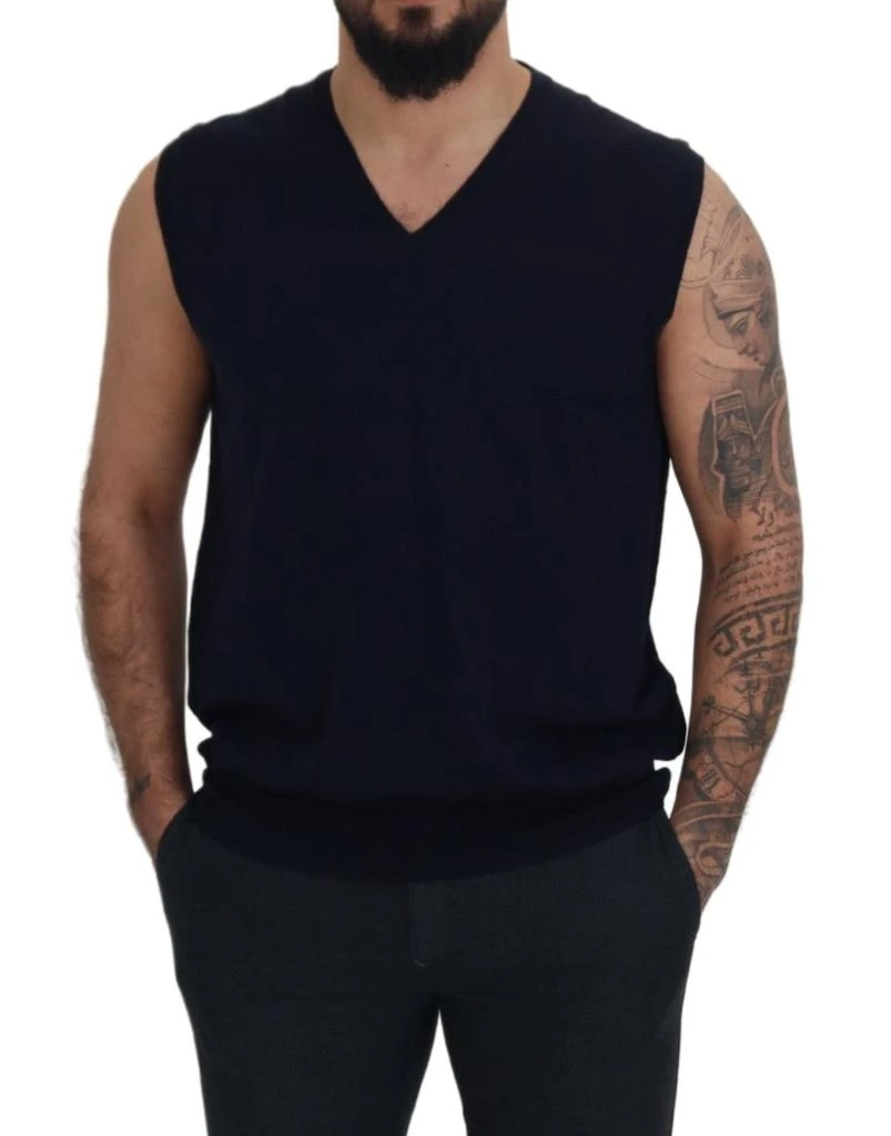 商品Paolo Pecora Milano|Paolo Pecora Milano Black Cotton V-neck Sleeveless Tank T-shirt,价格¥669,第5张图片详细描述